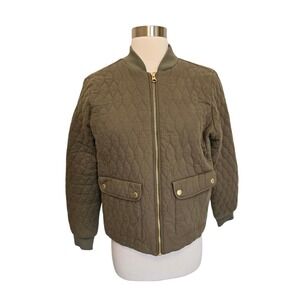 Talbots Womens Quilted Bomber Jacket Size‎ Small Olive Green